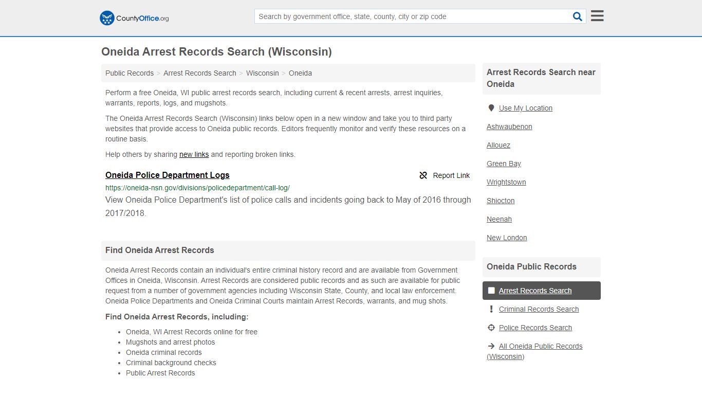 Arrest Records Search - Oneida, WI (Arrests & Mugshots)